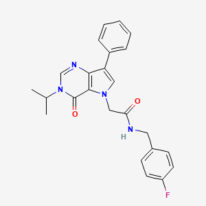 molecular formula C24H23FN4O2 B11198301 N-(4-fluorobenzyl)-2-[4-oxo-7-phenyl-3-(propan-2-yl)-3,4-dihydro-5H-pyrrolo[3,2-d]pyrimidin-5-yl]acetamide 