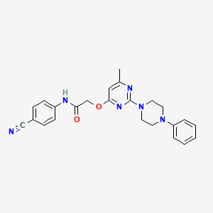 molecular formula C24H24N6O2 B11198410 N-(4-cyanophenyl)-2-{[6-methyl-2-(4-phenylpiperazin-1-yl)pyrimidin-4-yl]oxy}acetamide 