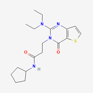 molecular formula C18H26N4O2S B11198663 N-Cyclopentyl-3-[2-(diethylamino)-4-oxo-3H,4H-thieno[3,2-D]pyrimidin-3-YL]propanamide 