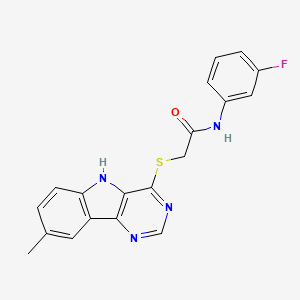 molecular formula C19H15FN4OS B11198735 N-(3-Fluorophenyl)-2-({8-methyl-5H-pyrimido[5,4-B]indol-4-YL}sulfanyl)acetamide 