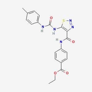 molecular formula C20H19N5O4S B11198978 Ethyl 4-{[(5-{[(4-methylphenyl)carbamoyl]amino}-1,2,3-thiadiazol-4-yl)carbonyl]amino}benzoate 