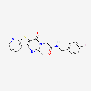 molecular formula C19H15FN4O2S B11199017 N-[(4-fluorophenyl)methyl]-2-(4-methyl-6-oxo-8-thia-3,5,10-triazatricyclo[7.4.0.02,7]trideca-1(9),2(7),3,10,12-pentaen-5-yl)acetamide 
