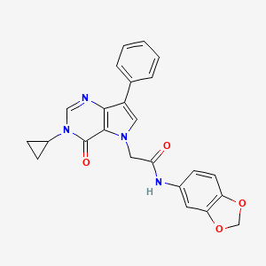 molecular formula C24H20N4O4 B11199131 N-(1,3-benzodioxol-5-yl)-2-(3-cyclopropyl-4-oxo-7-phenyl-3,4-dihydro-5H-pyrrolo[3,2-d]pyrimidin-5-yl)acetamide 