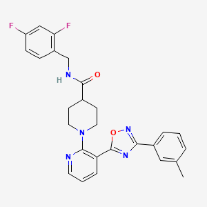 molecular formula C27H25F2N5O2 B11199216 N-(2,4-difluorobenzyl)-1-{3-[3-(3-methylphenyl)-1,2,4-oxadiazol-5-yl]pyridin-2-yl}piperidine-4-carboxamide 