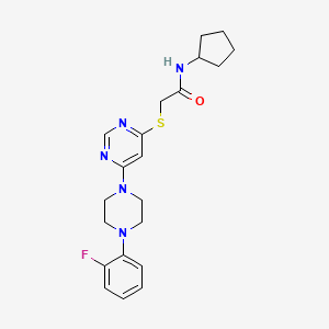 molecular formula C21H26FN5OS B11199237 N-Cyclopentyl-2-({6-[4-(2-fluorophenyl)piperazin-1-YL]pyrimidin-4-YL}sulfanyl)acetamide 