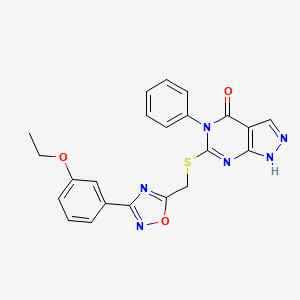 molecular formula C22H18N6O3S B11199297 2-({2-[4-(4-Methylphenyl)piperazin-1-yl]-2-oxoethyl}thio)-3-[(4-methylphenyl)thio]pyrazine 