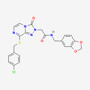 molecular formula C22H18ClN5O4S B11199338 N-(1,3-benzodioxol-5-ylmethyl)-2-{8-[(4-chlorobenzyl)sulfanyl]-3-oxo[1,2,4]triazolo[4,3-a]pyrazin-2(3H)-yl}acetamide 