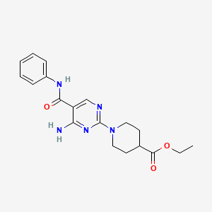 molecular formula C19H23N5O3 B11199352 Ethyl 1-[4-amino-5-(phenylcarbamoyl)pyrimidin-2-yl]piperidine-4-carboxylate 