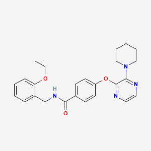 molecular formula C25H28N4O3 B11199456 N-(2-ethoxybenzyl)-4-{[3-(piperidin-1-yl)pyrazin-2-yl]oxy}benzamide 
