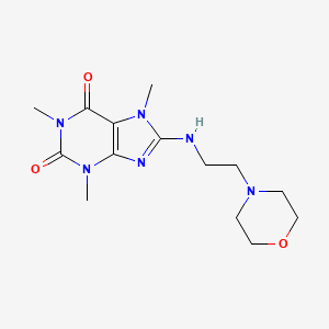 molecular formula C14H22N6O3 B11199602 Purine-2,6-dione, 1,3,7-trimethyl-8-(2-morpholin-4-yl-ethylamino)-3,7-dihydro- 