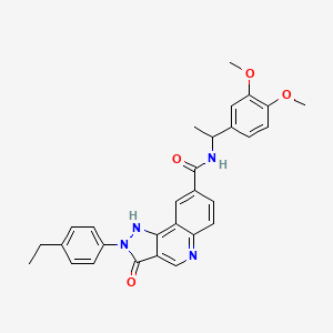 molecular formula C29H28N4O4 B11199628 N-[1-(3,4-dimethoxyphenyl)ethyl]-2-(4-ethylphenyl)-3-oxo-2H,3H,5H-pyrazolo[4,3-c]quinoline-8-carboxamide 