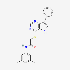 molecular formula C22H20N4OS B11199664 N-(3,5-Dimethylphenyl)-2-({7-phenyl-5H-pyrrolo[3,2-D]pyrimidin-4-YL}sulfanyl)acetamide 