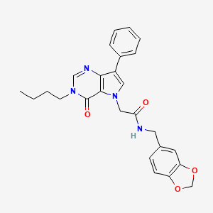 molecular formula C26H26N4O4 B11199682 N-(1,3-benzodioxol-5-ylmethyl)-2-(3-butyl-4-oxo-7-phenyl-3,4-dihydro-5H-pyrrolo[3,2-d]pyrimidin-5-yl)acetamide 