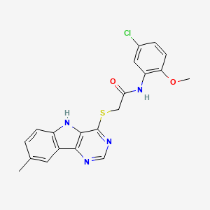 molecular formula C20H17ClN4O2S B11199692 N-(5-Chloro-2-methoxyphenyl)-2-({8-methyl-5H-pyrimido[5,4-B]indol-4-YL}sulfanyl)acetamide 