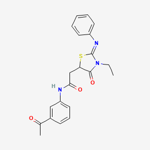 molecular formula C21H21N3O3S B11199776 N-(3-acetylphenyl)-2-[(2E)-3-ethyl-4-oxo-2-(phenylimino)-1,3-thiazolidin-5-yl]acetamide 