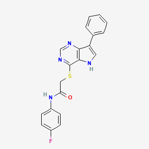 molecular formula C20H15FN4OS B11199819 N-(4-Fluorophenyl)-2-({7-phenyl-5H-pyrrolo[3,2-D]pyrimidin-4-YL}sulfanyl)acetamide 
