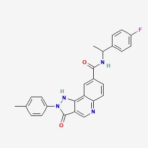 molecular formula C26H21FN4O2 B11199845 N-(1-(4-fluorophenyl)ethyl)-3-oxo-2-(p-tolyl)-3,5-dihydro-2H-pyrazolo[4,3-c]quinoline-8-carboxamide 
