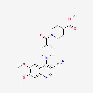 molecular formula C26H32N4O5 B11200018 Ethyl 1-[1-(3-cyano-6,7-dimethoxyquinolin-4-yl)piperidine-4-carbonyl]piperidine-4-carboxylate 