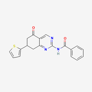 molecular formula C19H15N3O2S B11200038 N-[5-oxo-7-(thiophen-2-yl)-5,6,7,8-tetrahydroquinazolin-2-yl]benzamide 