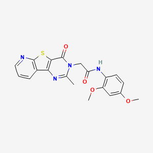 molecular formula C20H18N4O4S B11200063 N-(2,4-dimethoxyphenyl)-2-(4-methyl-6-oxo-8-thia-3,5,10-triazatricyclo[7.4.0.02,7]trideca-1(9),2(7),3,10,12-pentaen-5-yl)acetamide 
