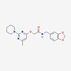 molecular formula C20H24N4O4 B11200161 N-(1,3-benzodioxol-5-ylmethyl)-2-{[6-methyl-2-(piperidin-1-yl)pyrimidin-4-yl]oxy}acetamide 