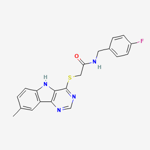 molecular formula C20H17FN4OS B11200453 N-(4-fluorobenzyl)-2-[(8-methyl-5H-pyrimido[5,4-b]indol-4-yl)sulfanyl]acetamide 