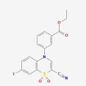 molecular formula C18H13FN2O4S B11200498 ethyl 3-(2-cyano-7-fluoro-1,1-dioxido-4H-1,4-benzothiazin-4-yl)benzoate 