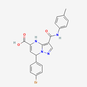 molecular formula C21H17BrN4O3 B11200510 7-(4-Bromophenyl)-3-[(4-methylphenyl)carbamoyl]-4,7-dihydropyrazolo[1,5-a]pyrimidine-5-carboxylic acid 