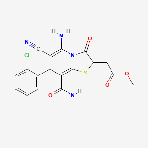 molecular formula C19H17ClN4O4S B11200555 methyl [5-amino-7-(2-chlorophenyl)-6-cyano-8-(methylcarbamoyl)-3-oxo-2,3-dihydro-7H-[1,3]thiazolo[3,2-a]pyridin-2-yl]acetate 