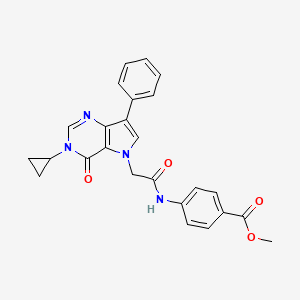 molecular formula C25H22N4O4 B11200560 methyl 4-{[(3-cyclopropyl-4-oxo-7-phenyl-3,4-dihydro-5H-pyrrolo[3,2-d]pyrimidin-5-yl)acetyl]amino}benzoate 