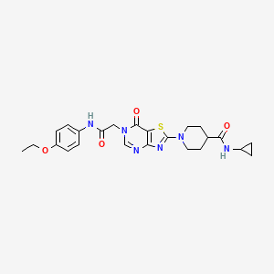 molecular formula C24H28N6O4S B11200621 N-Cyclopropyl-1-(6-{[(4-ethoxyphenyl)carbamoyl]methyl}-7-oxo-6H,7H-[1,3]thiazolo[4,5-D]pyrimidin-2-YL)piperidine-4-carboxamide 