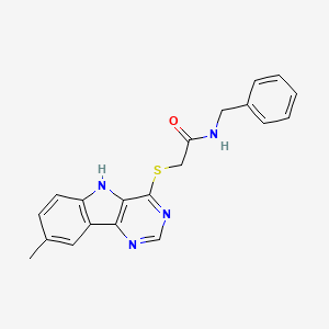 molecular formula C20H18N4OS B11200624 N-Benzyl-2-({8-methyl-5H-pyrimido[5,4-B]indol-4-YL}sulfanyl)acetamide 