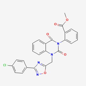 molecular formula C25H17ClN4O5 B11200678 methyl 2-(1-((3-(4-chlorophenyl)-1,2,4-oxadiazol-5-yl)methyl)-2,4-dioxo-1,2-dihydroquinazolin-3(4H)-yl)benzoate 