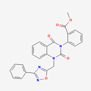 molecular formula C25H18N4O5 B11200828 methyl 2-(2,4-dioxo-1-((3-phenyl-1,2,4-oxadiazol-5-yl)methyl)-1,2-dihydroquinazolin-3(4H)-yl)benzoate 