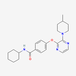 molecular formula C23H30N4O2 B11200931 N-cyclohexyl-4-{[3-(4-methylpiperidin-1-yl)pyrazin-2-yl]oxy}benzamide 