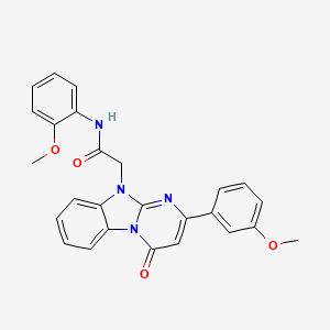 molecular formula C26H22N4O4 B11201026 N-(2-methoxyphenyl)-2-[2-(3-methoxyphenyl)-4-oxopyrimido[1,2-a]benzimidazol-10(4H)-yl]acetamide 