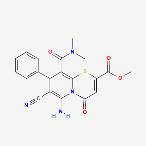 molecular formula C20H18N4O4S B11201131 methyl 6-amino-7-cyano-9-(dimethylcarbamoyl)-4-oxo-8-phenyl-4H,8H-pyrido[2,1-b][1,3]thiazine-2-carboxylate 