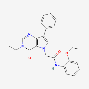 molecular formula C25H26N4O3 B11201139 N-(2-ethoxyphenyl)-2-[4-oxo-7-phenyl-3-(propan-2-yl)-3,4-dihydro-5H-pyrrolo[3,2-d]pyrimidin-5-yl]acetamide 