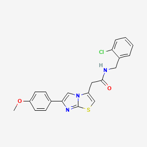 molecular formula C21H18ClN3O2S B11201245 N-(2-chlorobenzyl)-2-(6-(4-methoxyphenyl)imidazo[2,1-b]thiazol-3-yl)acetamide 