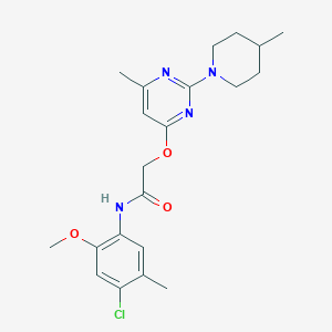 molecular formula C21H27ClN4O3 B11201270 N-(4-chloro-2-methoxy-5-methylphenyl)-2-{[6-methyl-2-(4-methylpiperidin-1-yl)pyrimidin-4-yl]oxy}acetamide 