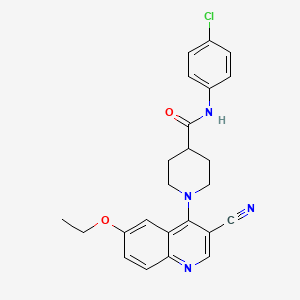 molecular formula C24H23ClN4O2 B11201352 N-(4-chlorophenyl)-1-(3-cyano-6-ethoxyquinolin-4-yl)piperidine-4-carboxamide 
