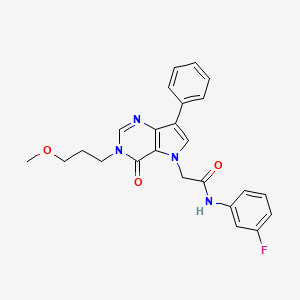 molecular formula C24H23FN4O3 B11201396 N-(3-fluorophenyl)-2-[3-(3-methoxypropyl)-4-oxo-7-phenyl-3,4-dihydro-5H-pyrrolo[3,2-d]pyrimidin-5-yl]acetamide 