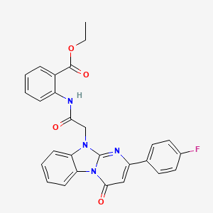 molecular formula C27H21FN4O4 B11201409 ethyl 2-({[2-(4-fluorophenyl)-4-oxopyrimido[1,2-a]benzimidazol-10(4H)-yl]acetyl}amino)benzoate 