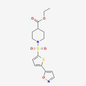 molecular formula C15H18N2O5S2 B11201532 Ethyl 1-{[5-(1,2-oxazol-5-yl)thiophen-2-yl]sulfonyl}piperidine-4-carboxylate 
