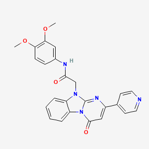 molecular formula C25H21N5O4 B11201580 N-(3,4-dimethoxyphenyl)-2-[4-oxo-2-(pyridin-4-yl)pyrimido[1,2-a]benzimidazol-10(4H)-yl]acetamide 