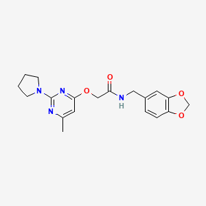 molecular formula C19H22N4O4 B11201596 N-(1,3-benzodioxol-5-ylmethyl)-2-{[6-methyl-2-(pyrrolidin-1-yl)pyrimidin-4-yl]oxy}acetamide 