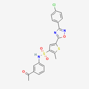 molecular formula C21H16ClN3O4S2 B11201665 N-(3-Acetylphenyl)-5-(3-(4-chlorophenyl)-1,2,4-oxadiazol-5-yl)-2-methylthiophene-3-sulfonamide 
