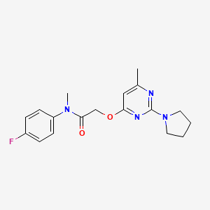 molecular formula C18H21FN4O2 B11201770 N-(4-fluorophenyl)-N-methyl-2-{[6-methyl-2-(pyrrolidin-1-yl)pyrimidin-4-yl]oxy}acetamide 