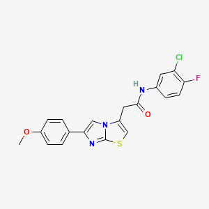 molecular formula C20H15ClFN3O2S B11202016 N-(3-chloro-4-fluorophenyl)-2-(6-(4-methoxyphenyl)imidazo[2,1-b]thiazol-3-yl)acetamide 