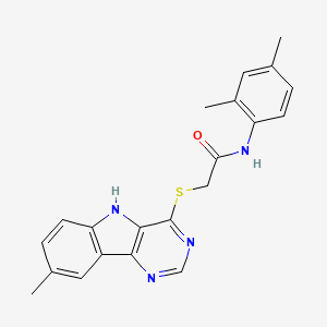 molecular formula C21H20N4OS B11202068 N-(2,4-Dimethylphenyl)-2-({8-methyl-5H-pyrimido[5,4-B]indol-4-YL}sulfanyl)acetamide 